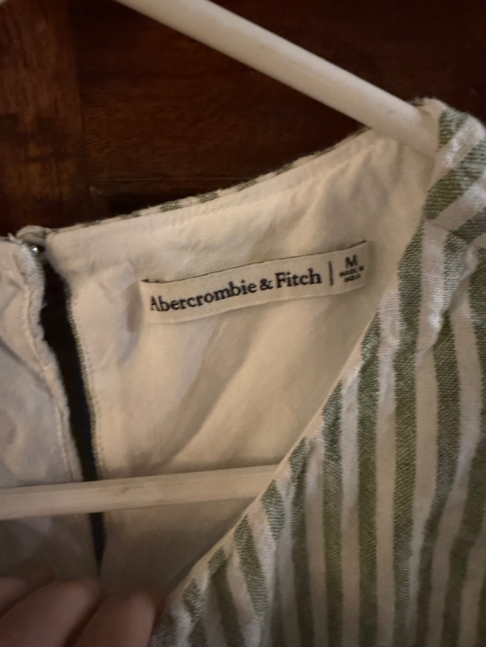 Abercrombie &Fitch green and white striped crop tank - Picture 2 of 3